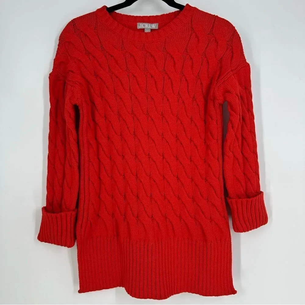 J. CREW Women’s Cable Knit Sweater Sz XS-S in Scarlett